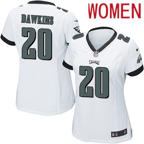 Women Philadelphia Eagles #20 Brian Dawkins Nike White Game NFL Jersey->women nfl jersey->Women Jersey